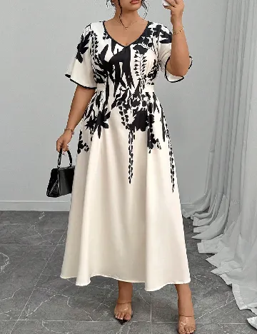 Rochie lunga SHEIN CURVE, crem/negru