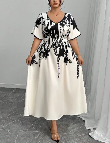 Rochie lunga SHEIN CURVE, crem/negru