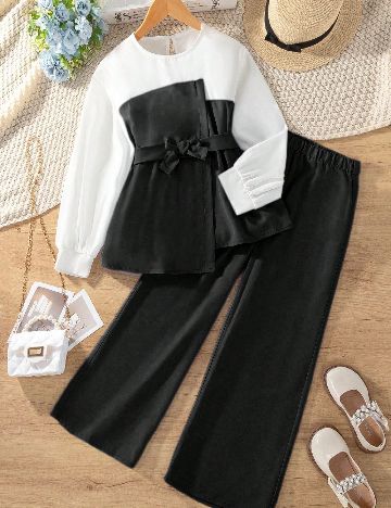 Compleu Shein Kids, alb/negru