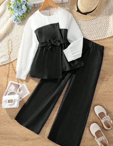 Compleu Shein Kids, alb/negru