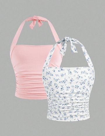 Set topuri 2 bucati Shein Kids, mix culori