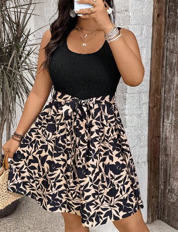 Rochie scurta SHEIN CURVE, negru/crem