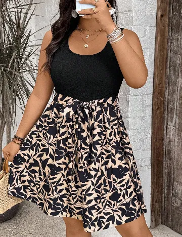 Rochie scurta SHEIN CURVE, negru/crem