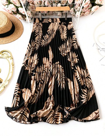 Fusta SHEIN CURVE, negru/maro