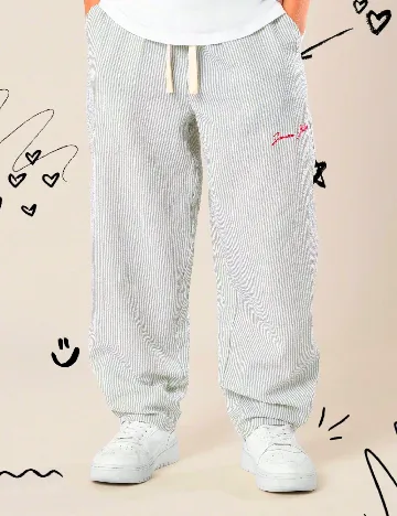 Pantaloni Shein Kids, alb/verde