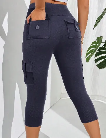 Colanti trei sferturi SHEIN CURVE, bleumarin