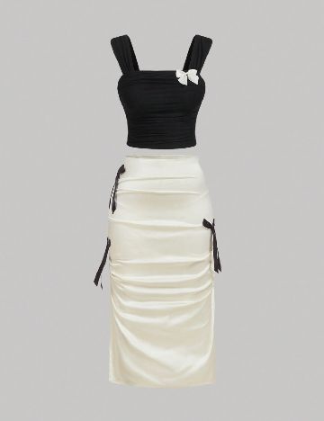 Compleu SHEIN CURVE, negru/crem