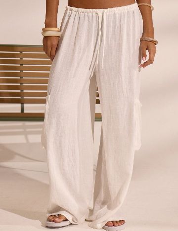 Pantaloni Musera, alb