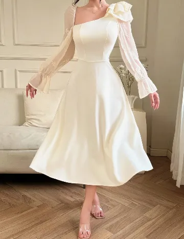 Rochie medie Dazy, ecru