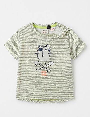 Tricou Zara, verde/alb