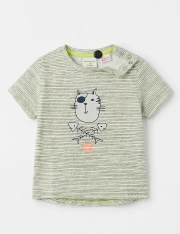Tricou Zara, verde/alb