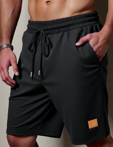 Pantaloni scurti SHEIN Plus Size Men, negru