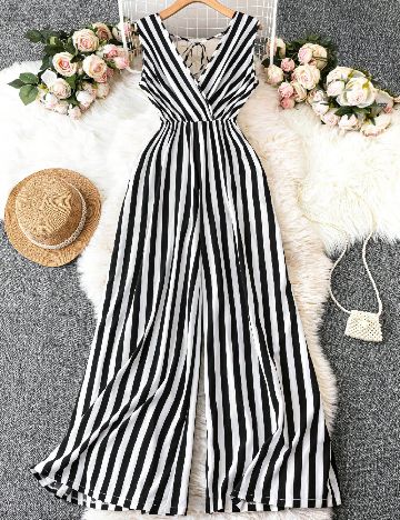Salopeta SHEIN CURVE, alb/negru