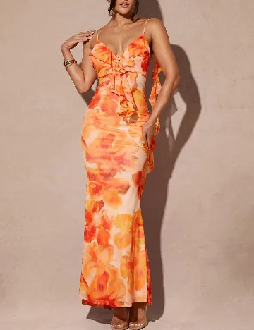 Rochie lunga Silquee, portocaliu