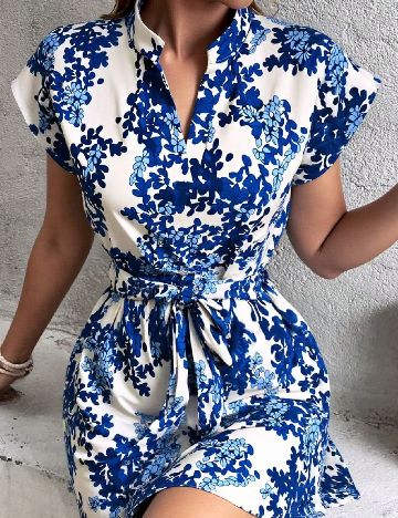 Rochie scurta SHEIN, alb/albastru