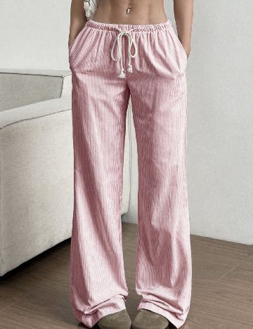 Pantaloni SHEIN, alb/roz