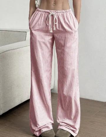 Pantaloni SHEIN, alb/roz
