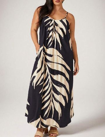 Rochie lunga SHEIN CURVE, crem/bleumarin