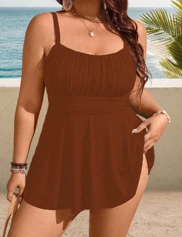 Costum de baie SHEIN CURVE, maro