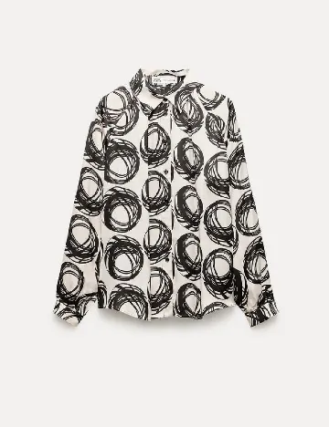 Camasa Zara, ecru/negru