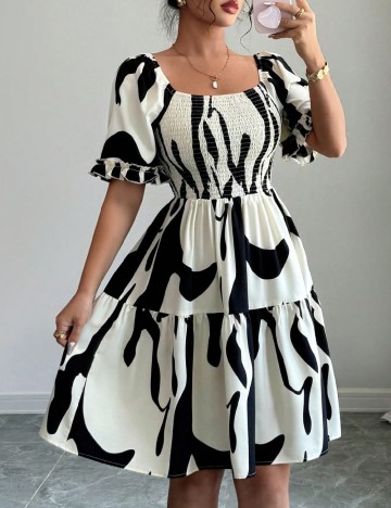 Rochie scurta SHEIN, negru/ecru