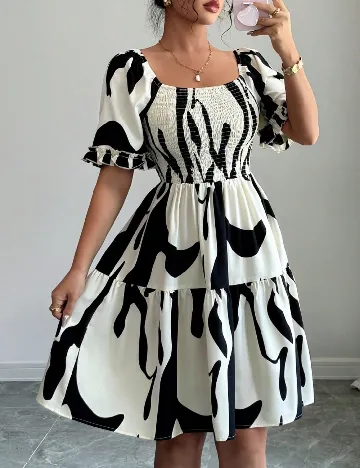Rochie scurta SHEIN, negru/ecru