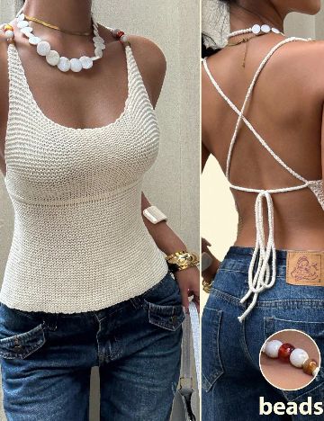 Top SHEIN, ecru