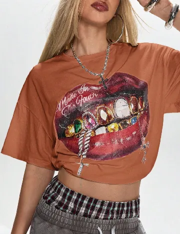 Tricou Oversize Romwe, maro