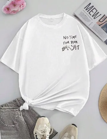 Tricou Oversize SHEIN CURVE, alb