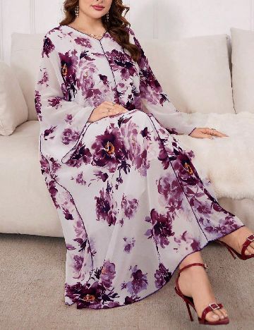 Rochie lunga SHEIN CURVE, alb/mov