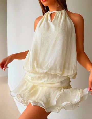 Rochie scurta SHEIN, crem