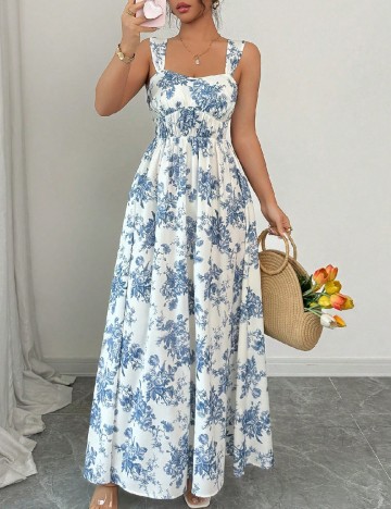 Rochie lunga SHEIN, alb/albastru