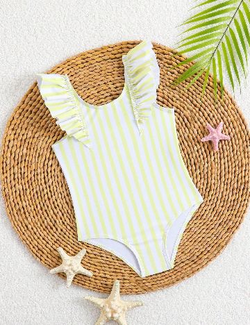 Costum de baie Shein Kids, alb/galben