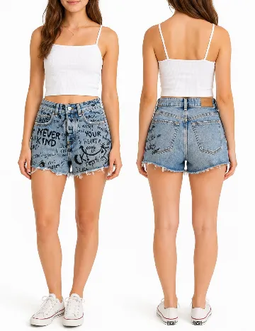 Pantaloni scurti Bershka, albastru