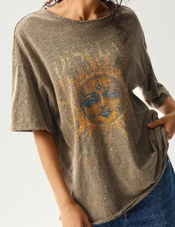 Tricou Oversize SHEIN, kaki
