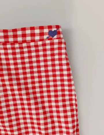 Pantaloni trei sferturi Zara, rosu/alb