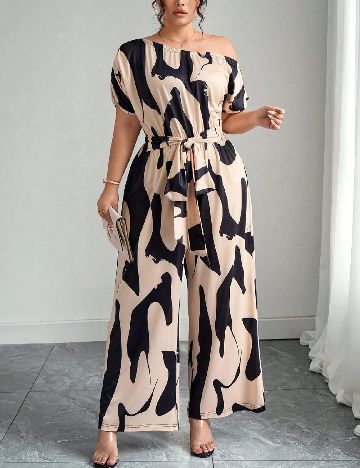 Salopeta SHEIN CURVE, crem/negru