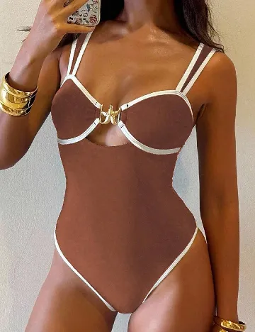 Costum de baie SHEIN, maro