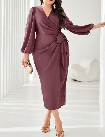 Rochie medie SHEIN CURVE, pruna