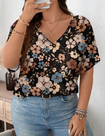 Tricou SHEIN CURVE, floral print