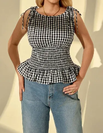 Top SHEIN CURVE, alb/negru