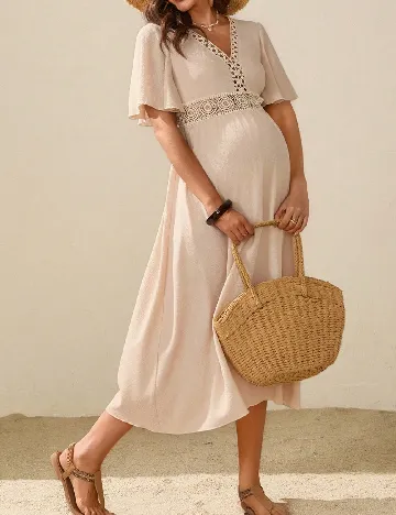 Rochie medie SHEIN Maternity, crem