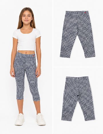 Pantaloni trei sferturi Zara, albastru/alb