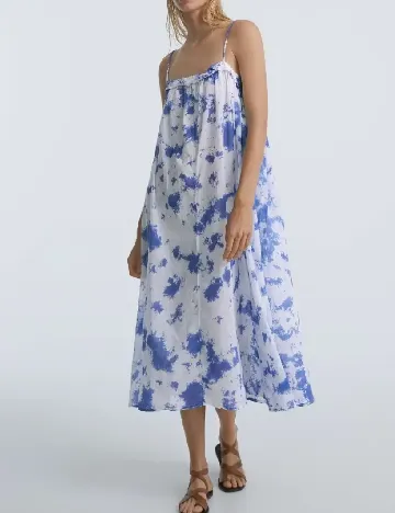 Rochie medie Oysho, alb/albastru