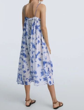 Rochie medie Oysho, alb/albastru