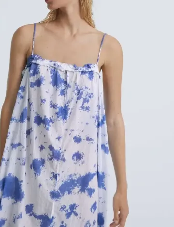 Rochie medie Oysho, alb/albastru