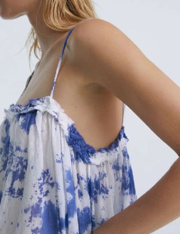 Rochie medie Oysho, alb/albastru