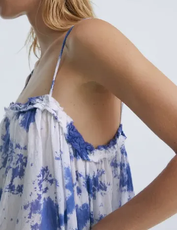 Rochie medie Oysho, alb/albastru