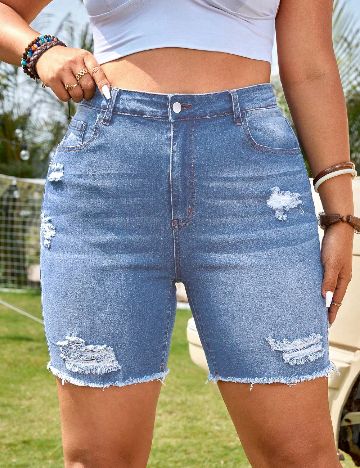 Pantaloni scurti SHEIN CURVE, albastru