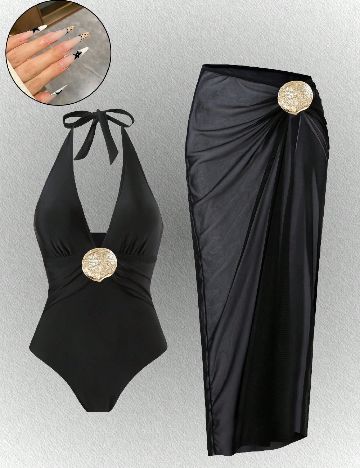 Costum de baie SHEIN CURVE, negru